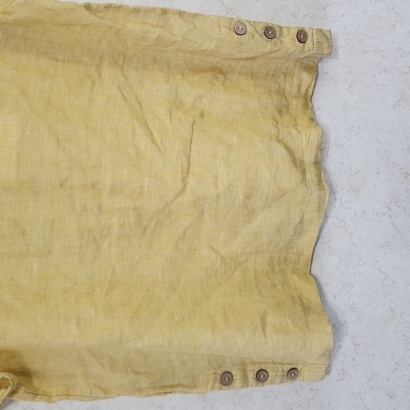 Cynthia Rowley Ladies Size Medium Cap Sleeve Linen Tee Shirt Button Detail New - Picture 3 of 9